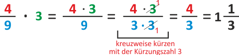 Brüche multiplizieren - über Kreuz kürzen