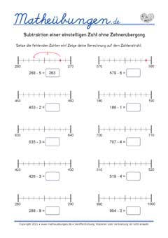 Subtraktion ohne Zehnerübergang - Arbeitsblätter Mathe 3. Klasse