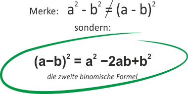 Quadrieren von Differenzen - die zweite binomische Formel