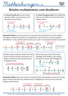Lernposter Mathe - Brüche multiplizieren und dividieren