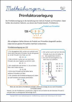 Lernposter Mathe - Primfaktorzerlegung und Primfaktoren