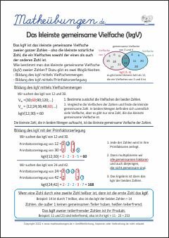 Lernposter Mathe - Das kleinste gemeinsame Vielfache (kgV)