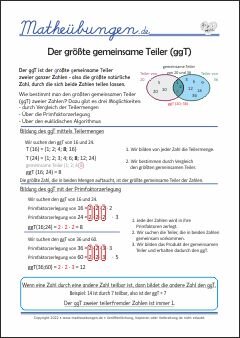 Lernposter Mathe - Der größte gemeinsame Teiler (ggT)