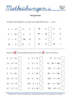 Vergleichen - Gemischte Aufgaben - Arbeitsblätter