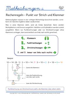Rechenregeln - Punkt vor Strich und Klammer