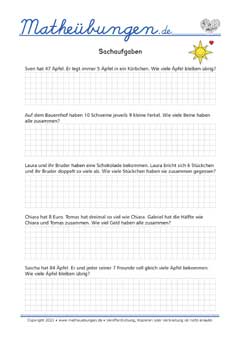 Sachaufgaben - Arbeitsblätter Mathe 3. Klasse