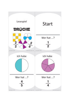 Darstellen von Brüchen - Lernkarten