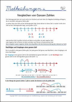 Ganze Zahlen ordnen und vergleichen