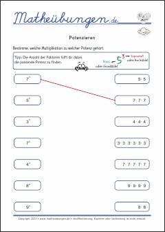 Potenzieren - Übungen Mathematik