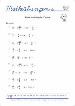 Division rationaler Zahlen - Mathe-Aufgaben mit Lösungen