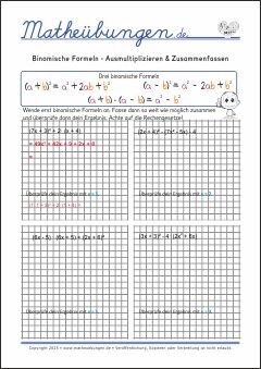 Binomische Formeln - Ausmultiplizieren & Zusammenfassen - Mathe Klasse 7/8
