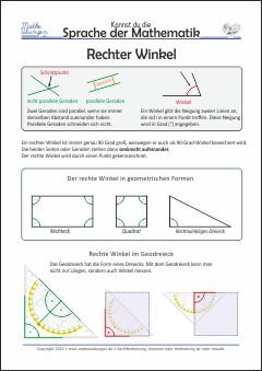 Lernposter Mathe Grundschule - Formen, Der rechte Winkel